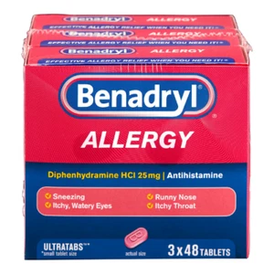 Benadryl Ultratab Allergy Medicine 25mg 48 tablets x 3