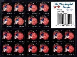 SFSTAMPS US Scott 4855a Star Spangled Banner Heftscheibe mit 20 Briefmarken postfrisch 2014 - Bild 1 von 1