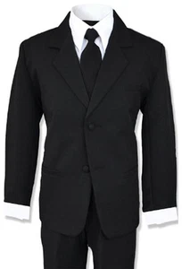 Formal Boy Kids Dress Suit Set Tuxedo Black All Sizes - Picture 1 of 4