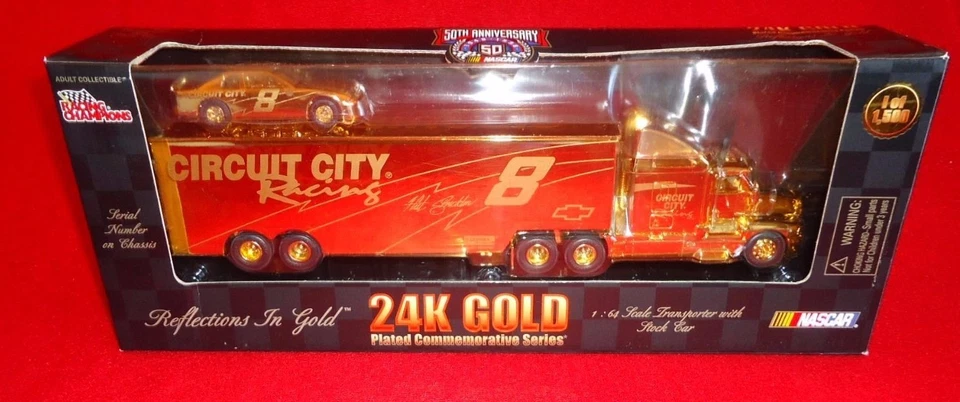 Hut Stricklin 24k Gold #8 Circuit City Racing 1998 1:64 NASCAR Transporter  - Image 1 of 3