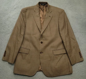 Brooks Brothers 346 Men's 43R (40) Blazer Tan Plaid Wool Silk Linen Sport Coat - Picture 1 of 11
