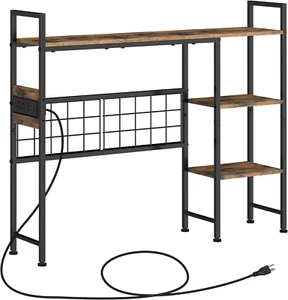 Desktop Bookshelf,3-Tier Office Desk Shelf,Desk Hutch with Power Outlets,Wood De - Picture 1 of 7