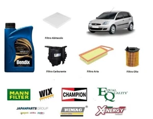 Kit Tagliando Ford Fiesta V VI Fusion 1.4 TDCI 50 Kw 68 Cv + 4 Litri Olio - Imagen 1 de 10