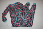 Womens L/S Pajamas 1 PC UNIONSUIT Gray HOT PINK TURQUOISE Leopard Print M 8-10