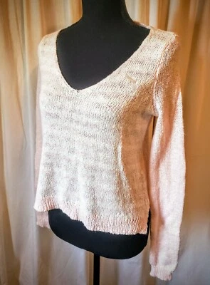 *全新带标签* Junior's L ••Abercrombie & Fitch• 粉色条纹模糊针织毛衣  — 第 1/4 张图片