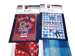 Garden Flags Lot of 2 LIBERTY, AMERICA THE BEAUTIFUL 12.5 x 18 , Summer Yard - Picture 1 of 3