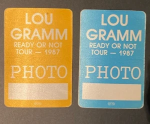 Lou Gramm backstage pass satin stickers TWO 1987 PHOTO - Foreigner  - OTTO ! - Picture 1 of 1