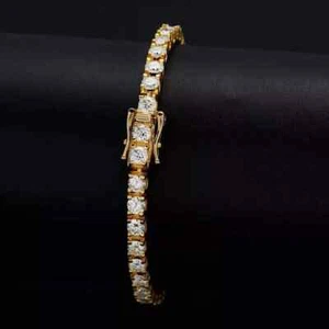 14K Yellow Gold Over 4Ct Round Cut Lab Created Diamond Women's Bangle Bracelet - Picture 1 of 1