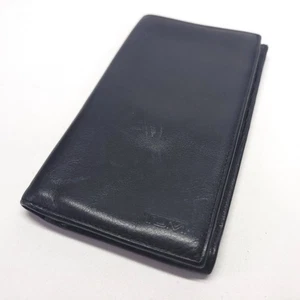 Tumi Leather Checkbook Wallet Long Travel Organizer Suit Coat Jacket Large Black - Picture 1 of 8