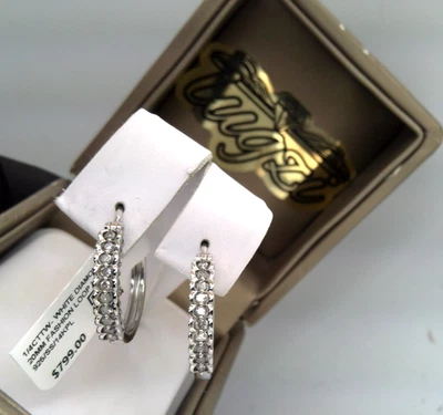 $799- 1/4CT TW BLANCO NATURAL ¡BISAGRA TRASERA de diamante! PENDIENTES ARO SS/14K PL 925 Foto 1 de 4