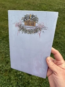 Ancien bloc-notes papeterie Pat Richter 50 feuilles papier art populaire panier fleurs - Photo 1/8