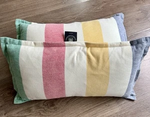 CANADA Hudsons Bay HBC Multi-Stripe Polar Fleece Lumbar Pillows Cushions NEW - 2 - Picture 1 of 9