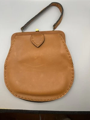 Bolso Cartera Western Chic Vintage Hecho a Mano Cuero Tostado Cosido a Mano VLT Foto 1 de 4