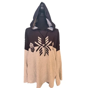 Suéter Pullover LUKSE Mujer 2X Azul Marino/Gris Geométrico con Capucha - Imagen 1 de 6