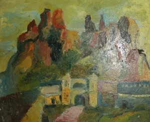 Pintura al óleo expresionista vintage paisaje - Imagen 1 de 12