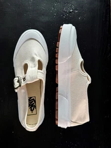 Vans Style 93 Mary Jane Men 8.5 Women 10 Beige Linen Canvas Buckle Shoes NEW - Picture 1 of 5