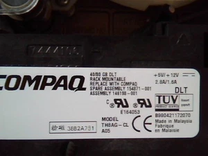 DLT Tape Drive Compaq 40/80 GB TH8AG-CL 70-60420-02 SCSI LVD/SE C02 A05  - Picture 1 of 5