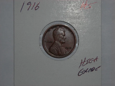 1916-P GREAT BROWN HIGH GRADE WHEAT CENT 1916 LINCOLN CENT LOT #5 Cover