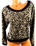 Dots beige black animal print long sleeve crew neck cropped sweatshirt XL