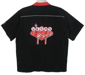 Gr. XL "VEGAS BABY VEGAS" Vin CRUISIN USA Bowling Shirt Poly/Rayon schwarz/rot 2004 - Bild 1 von 2
