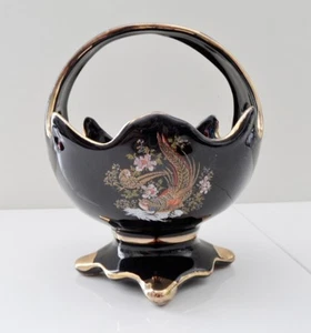 ANCIEN POT PANIER ART DECORATIF VINTAGE PORCELAINE STYLE BLEU DE FOUR VERITABLE - Picture 1 of 7