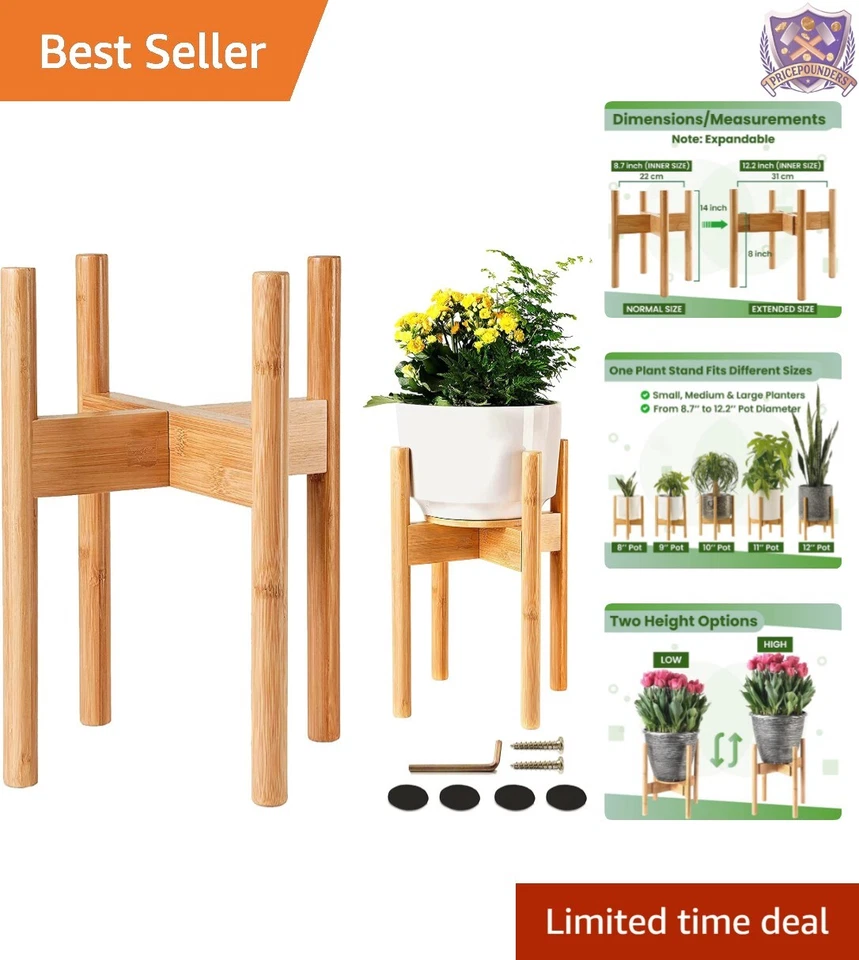 Zpirates Indoor Plant Stand With Tray Mid Century Adjustable ( 9 10 11 12 I