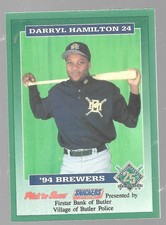 1994 Milwaukee Brewers Butler Police Darryl Hamilton 24 Pick N Save Baseball  