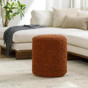 Livabliss Pouf 16 in. L x 16 in. W x 18 in. H Polyester Upholstery Material Rust - Picture 1 of 4