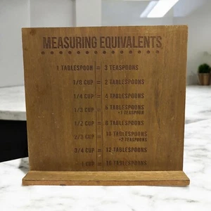 Measuring Equivalents Chart Wooden Kitchen Decor Cooking Baking Conversion - Picture 1 of 3