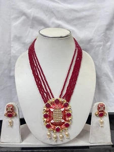 Bollywood Indian Jewelry Pearl Fancy Ethnic Kundan Bridal Fashion Necklace Set - Picture 1 of 1