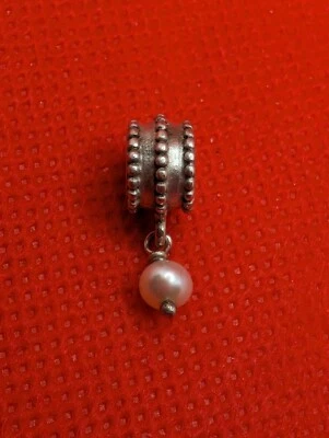 Pandora Biselado Plata de Ley S 925 ALE Blanco Perla Gota Clip Dije Foto 1 de 4