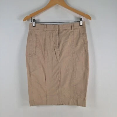 Zara Mujer Falda Talla S Lápiz Beige Hasta la Rodilla Algodón Cremallera 092891 Foto 1 de 4