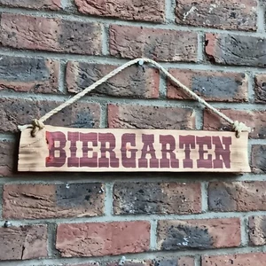 Rustikales "BIERGARTEN"-Schild aus Altholz, ca. 50 cm x 8,50cm, 1,3 cm dick - Bild 1 von 3