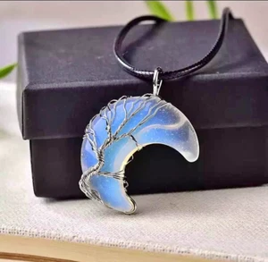 Opalite Moon Tree of Life Wire Wrapped Pendant - necklace included - Picture 1 of 4