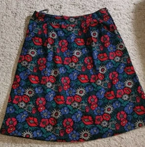 Seasalt Cornwall Skirt Floral Pockets Uk 14 L Lined Pin corduroy velvet - Picture 1 of 10