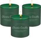 Pillar Candles Set of 3, 3x3 Inch Green Candle， Decorative Rustic 