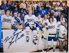 Yvon Barrette Denis Lemieux signed 8x10 photo Slapshot Beckett COA D1