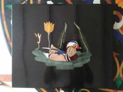 Mesa de mármol 18"" esquina café Pietra Dura incrustación panel de pared antiguo decoración Foto 1 de 3