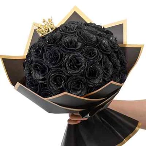 12pcs Glitter Black Rose glitter bouquet - Picture 1 of 2
