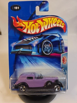 Hot Wheels #191 Pride Rides 1935 2004 Cadillac púrpura con ruedas cromadas de 3 radios Foto 1 de 4