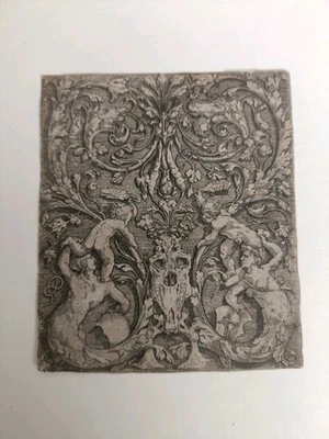 Antiguo sello de colección de calavera desnuda grotesca cabeza de caballo estampado maestro c1500-1520 Foto 1 de 3