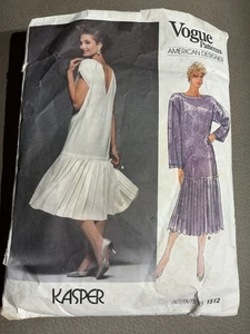 VOGUE VINTAGE SEWING PATTERN 1512 AMERICAN DESIGNER KASPER DRESS MISSES’ SIZE 10 - Picture 1 of 2