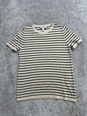 Max Mara Топ женщин маленький бежевый черный Egidio полоски трикотажа Virgin шерсти круглый вырез - Изображение 1 из 4