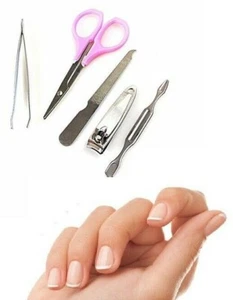 5-teiliges MANIKÜRE SET Nagelpflege Schere Schere Mini Reiseset Feile Pinzette Trimmen - Bild 1 von 1
