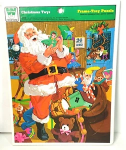 Whitman Frame Tray Puzzle 1975 Christmas Toys 4505B Santa Claus Toy Bag Vintage - Picture 1 of 4
