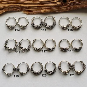 Bali Creole 10mm Silver 925 - Single or Pair - Celtic Earrings Gothic