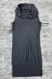 Rhapsody Dress Womens Medium Gray Cowl Neck Knit Sweater Mini Dress - Picture 1 of 9