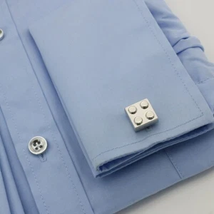 Chrome Cufflinks made with LEGO like Plates wedding fathers day silver bricks - Picture 1 of 2