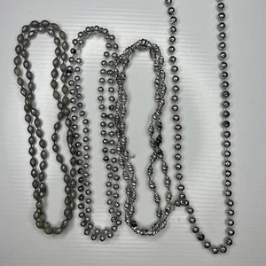 H7 Set Karneval Party Perlen New Orleans Metallic Retro Halsketten Silber Chrom - Bild 1 von 5