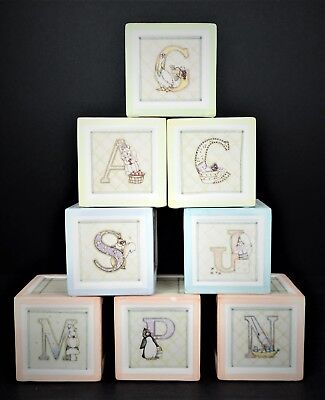 8 Child Cherish 2003 Alpha Blocks Ceramic Baby Child Room Decor Letters Animals • 38.03$